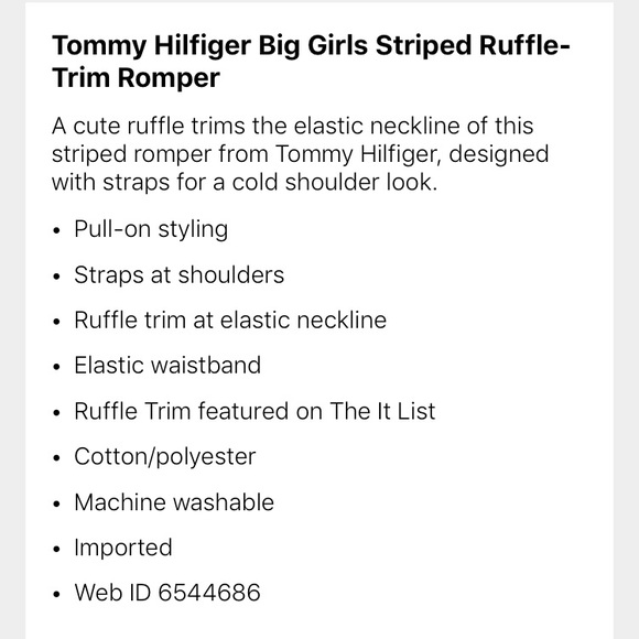 NWT Tommy Hilfiger Girls Romper Bright Melon - Picture 3 of 6